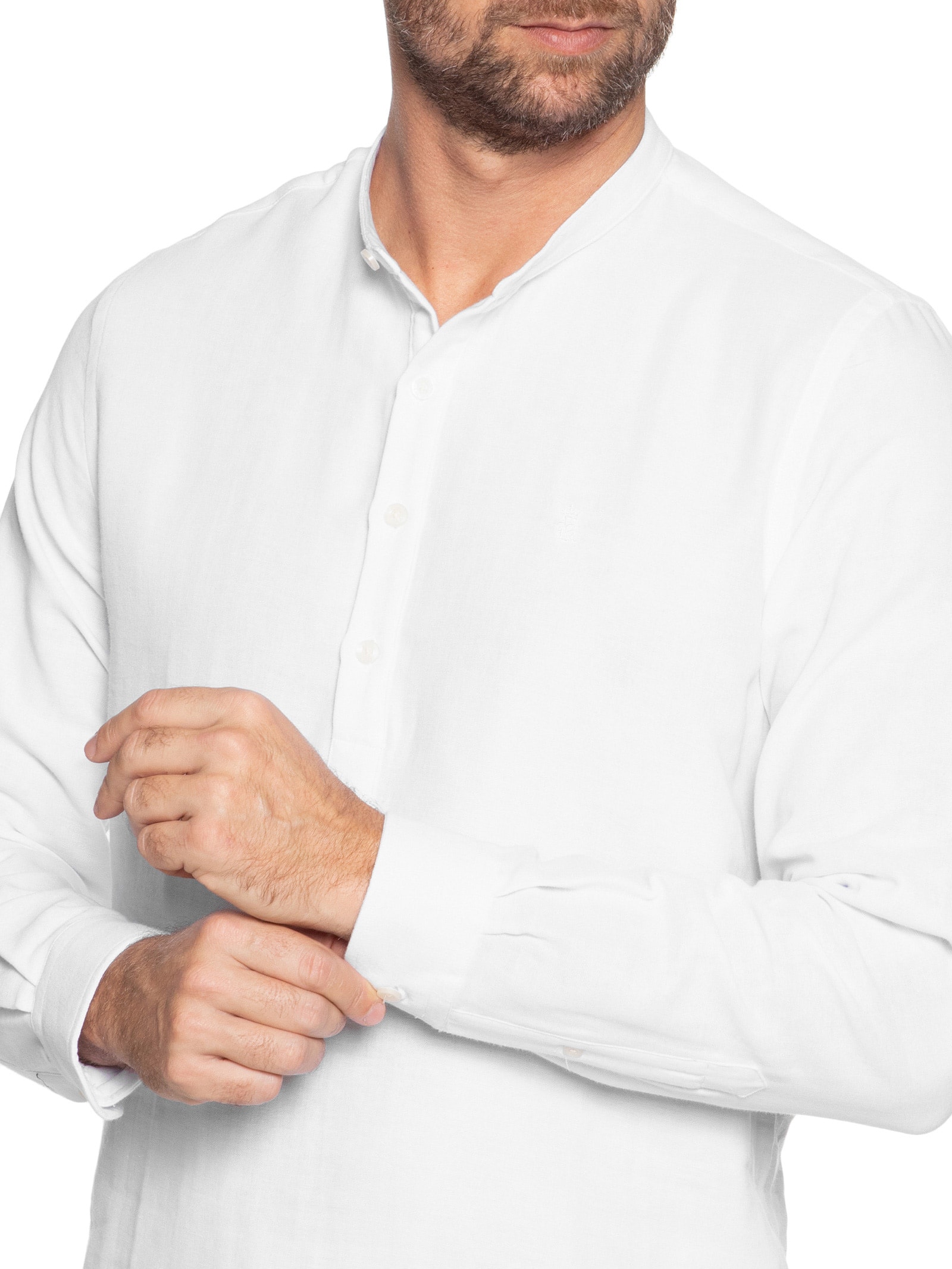 Camisa Masculina Manga Longa Santorini Branco  Sergio K