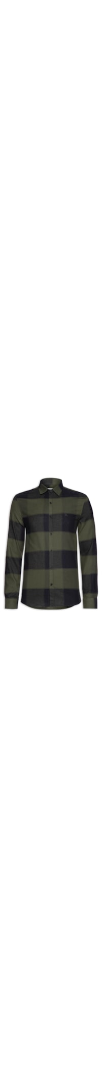 Camisa Masculina Manga Longa Slim Army Flannel - Verde