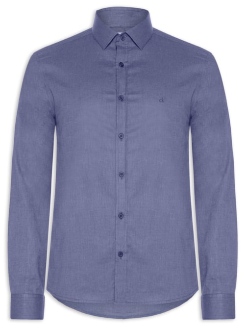 Camisa Masculina Manga Longa Slim Fil A Fil – Azul