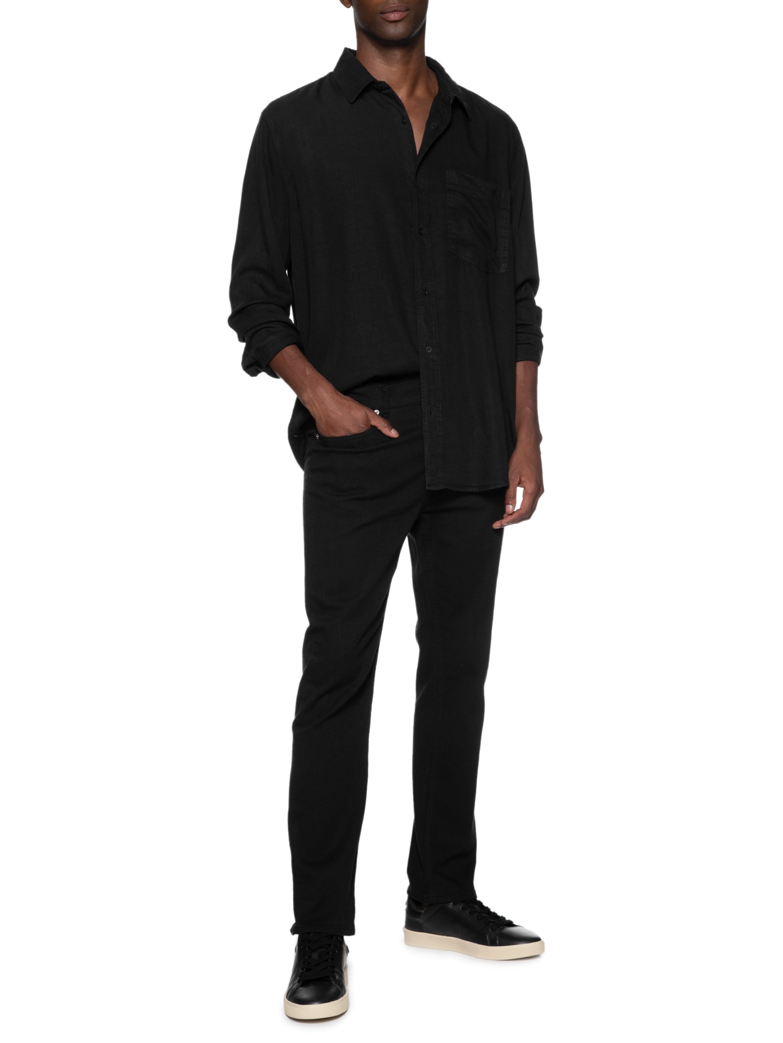 PING メンズ ブラック シャツ L Osklen - Camisa Masculina Manga Longa Soft Touch - Preto