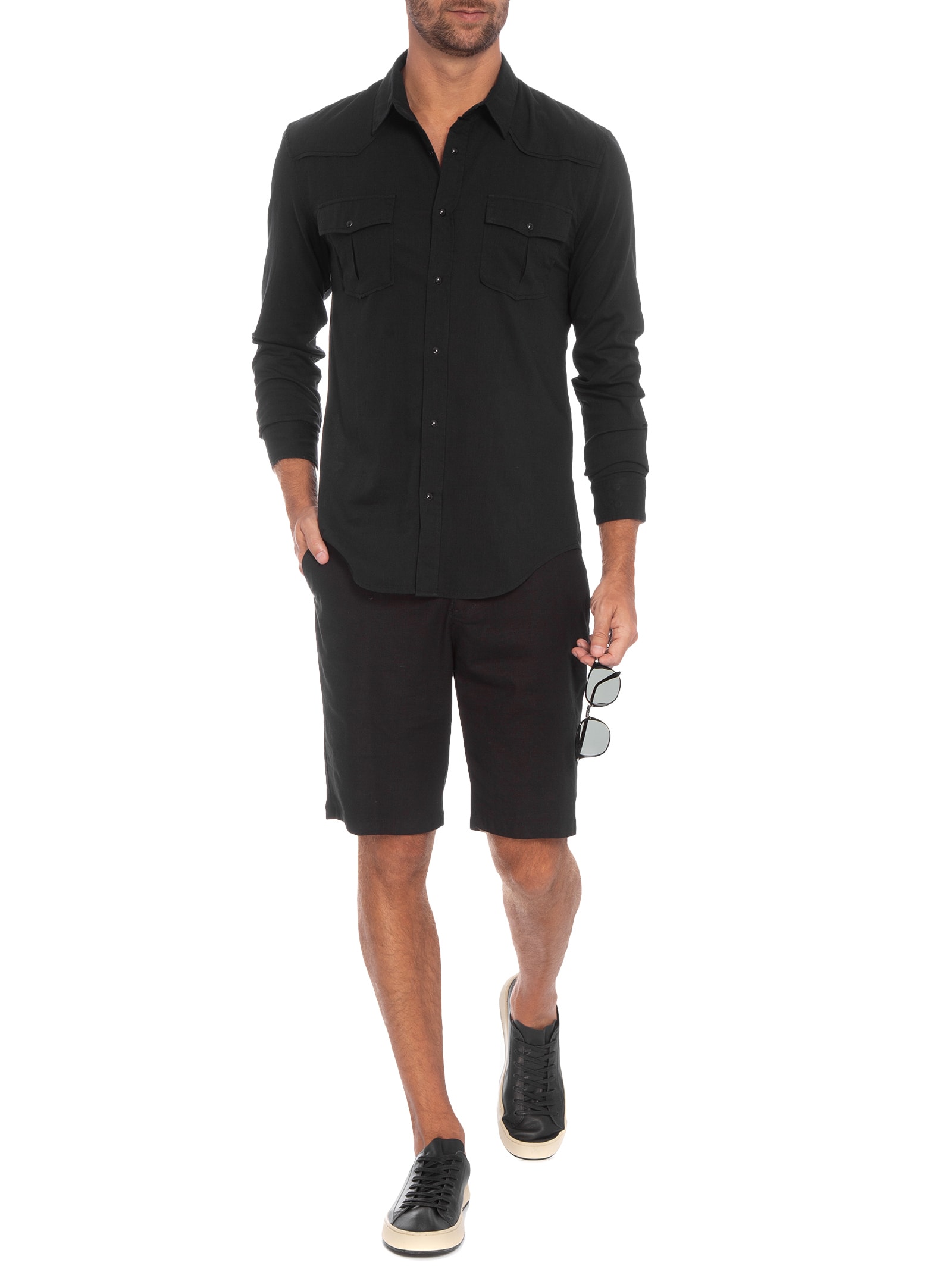 Camisa Masculina Manga Longa Travel Preto Osklen