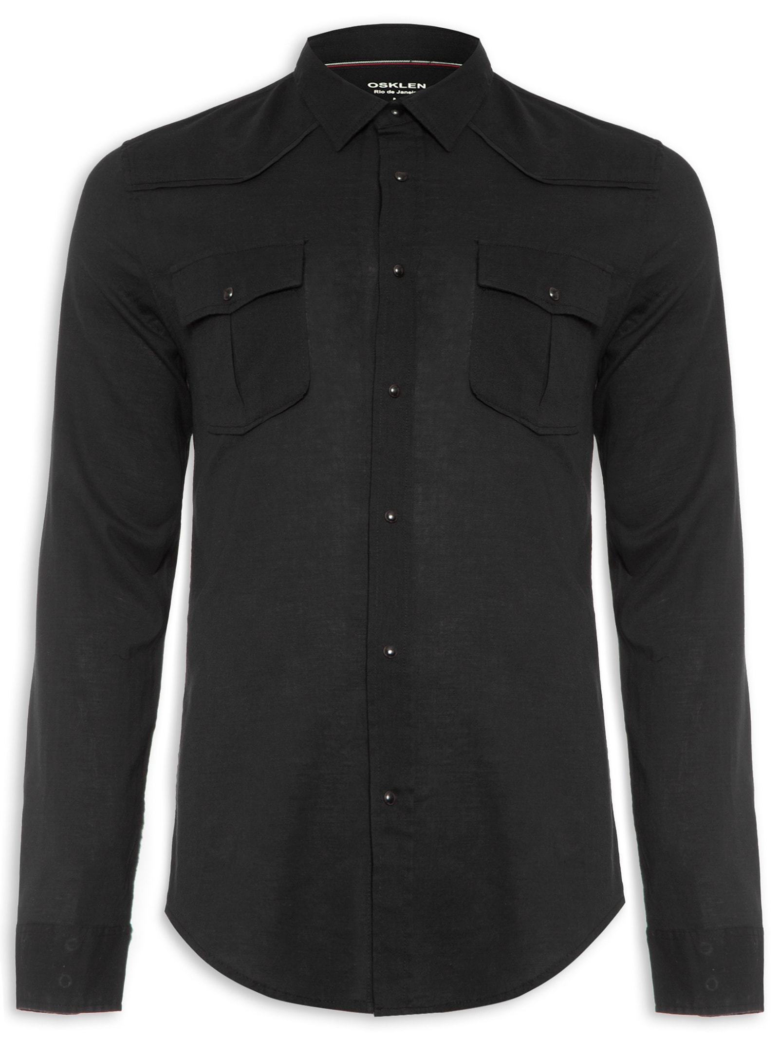 Camisa Masculina Manga Longa Travel Preto Osklen