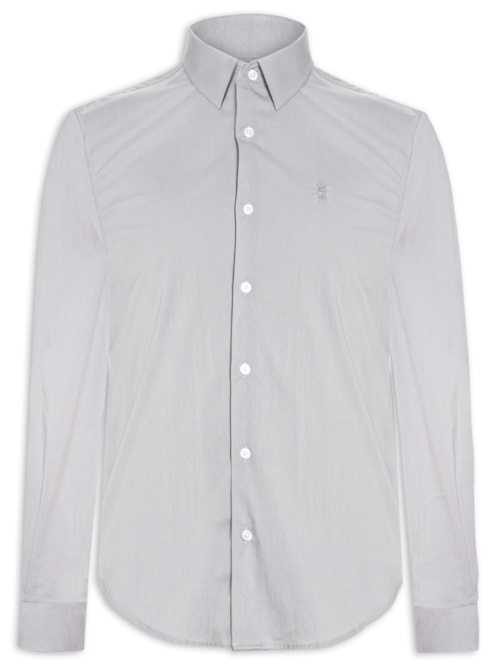 Camisa Masculina Manga Longa Tricoline Elastano – Cinza