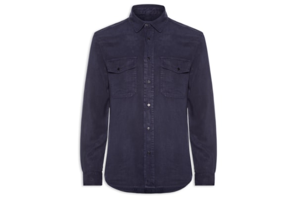 Camisa Masculina Manga Longa Used Utility - Azul
