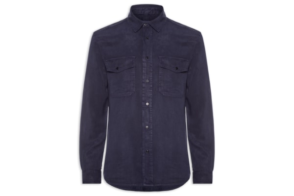 Camisa Masculina Manga Longa Used Utility - Azul