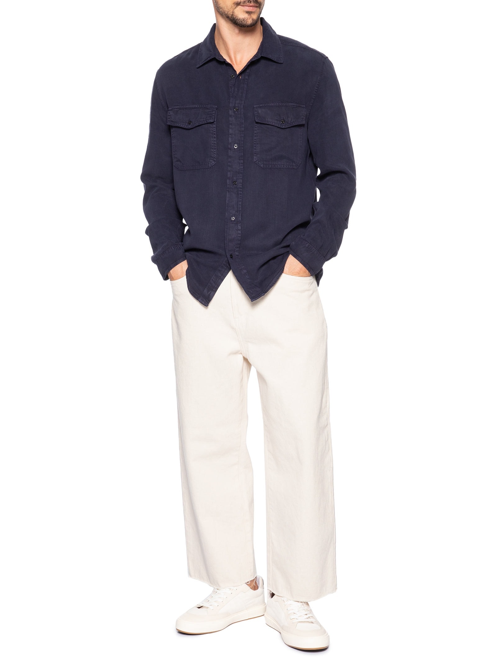 Camisa Masculina Manga Longa Used Utility Azul Osklen
