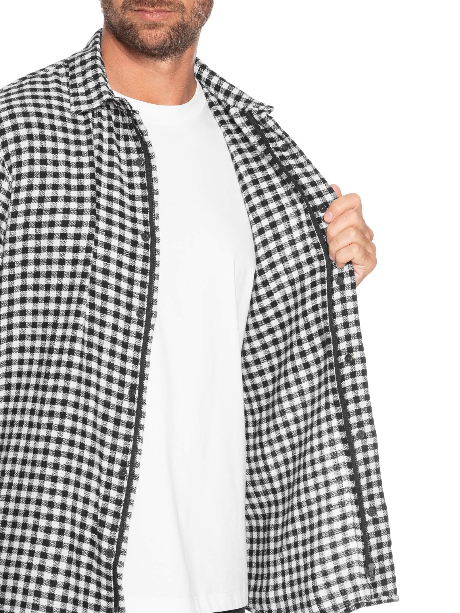 Camisa Masculina Manga Longa Xadrez Ancora Preto Foxton