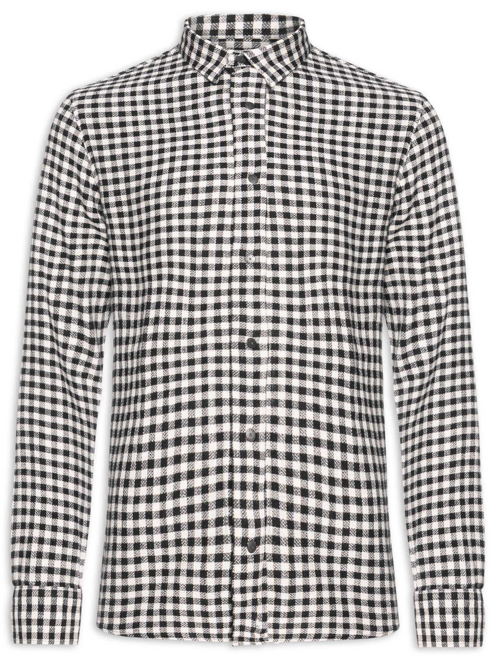 Camisa Masculina Manga Longa Xadrez Ancora Preto Foxton