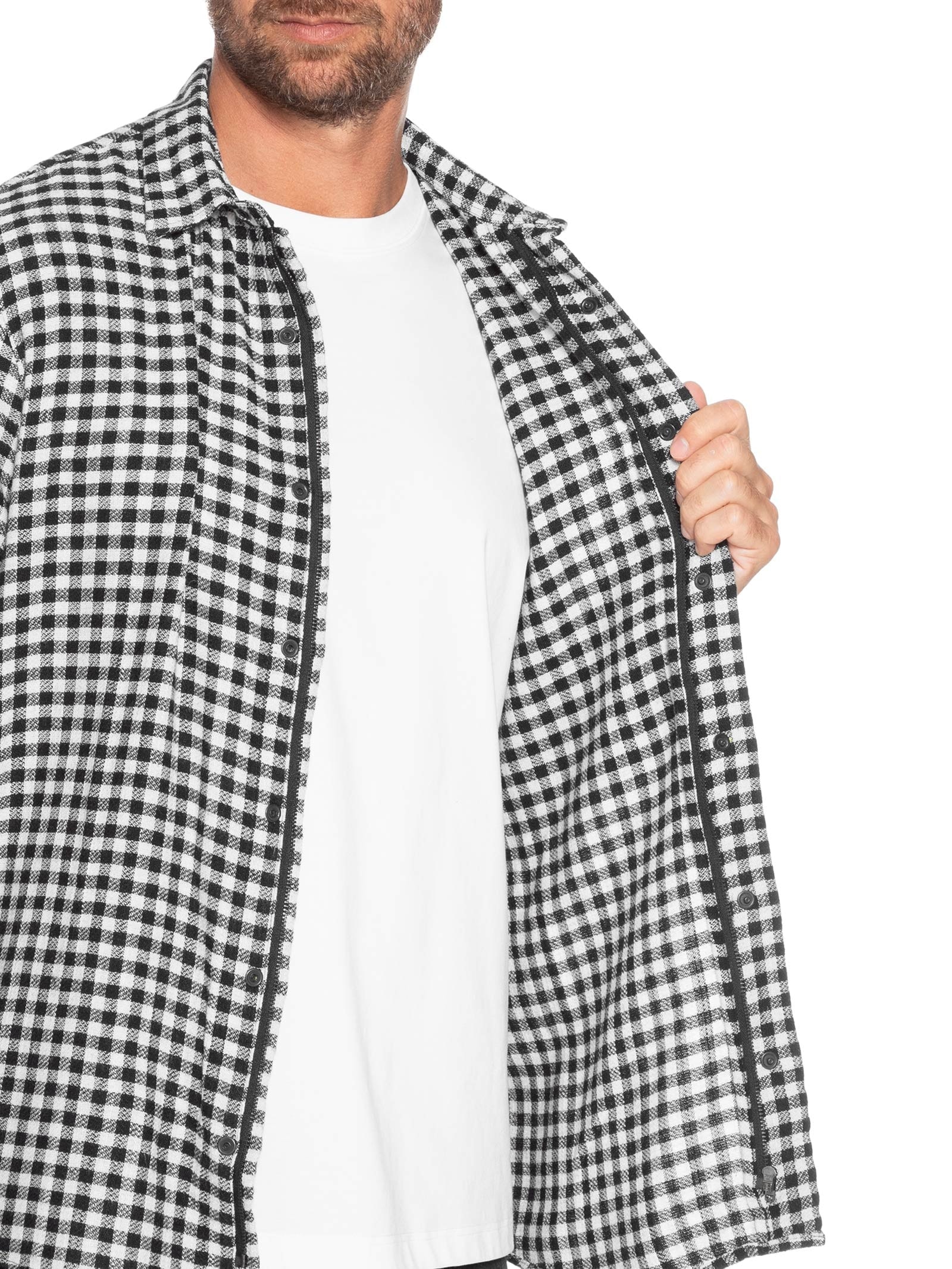 Camisa Masculina Manga Longa Xadrez Ancora Preto Foxton