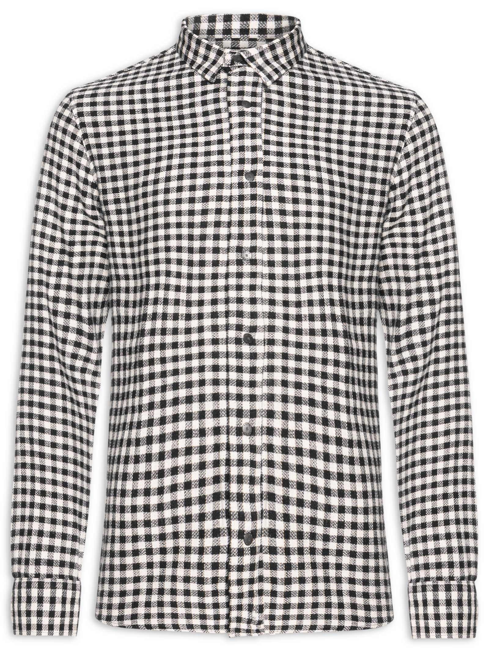 Camisa Masculina Manga Longa Xadrez Ancora Preto Foxton