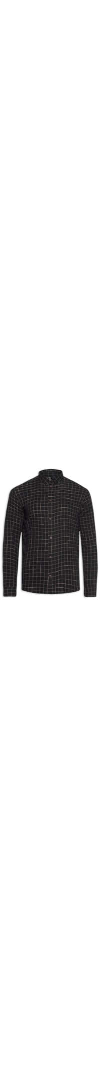Camisa Masculina Manga Longa Xadrez Camp - Preto