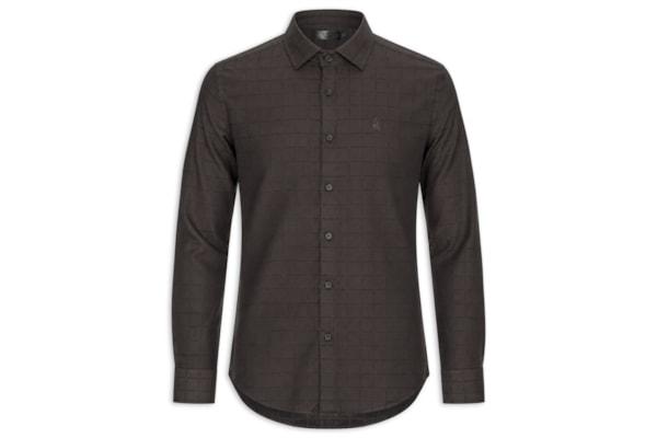 Camisa Masculina Maquineta Tme Mid Quadros - Marrom