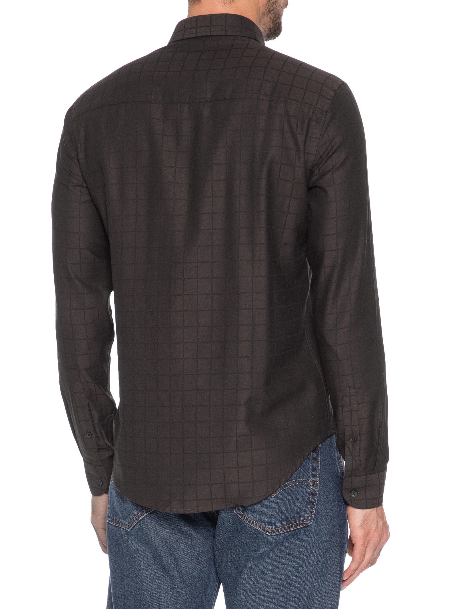 Camisa Masculina Maquineta Tme Mid Quadros Marrom Sergio K