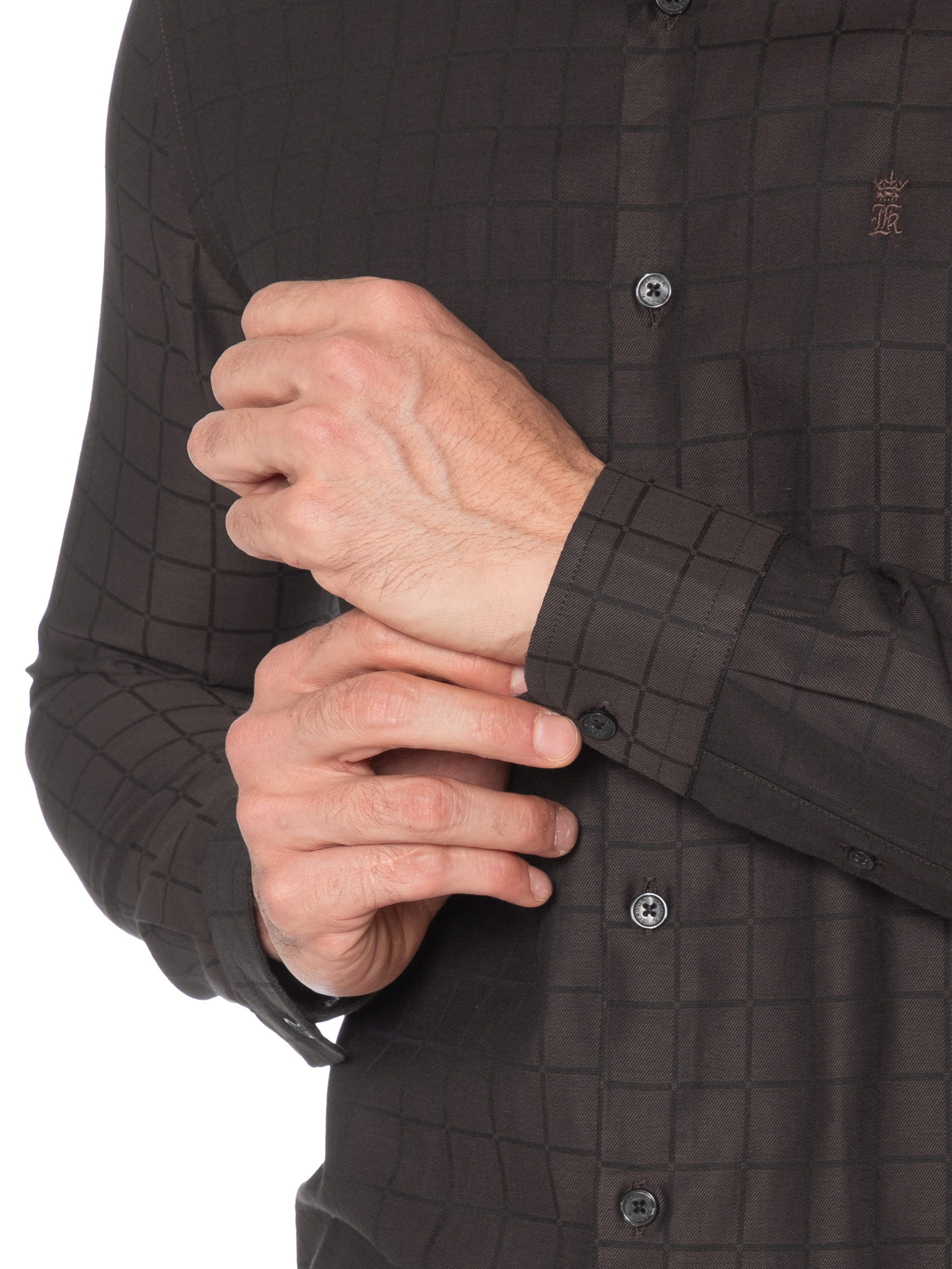 Camisa Masculina Maquineta Tme Mid Quadros Marrom Sergio K