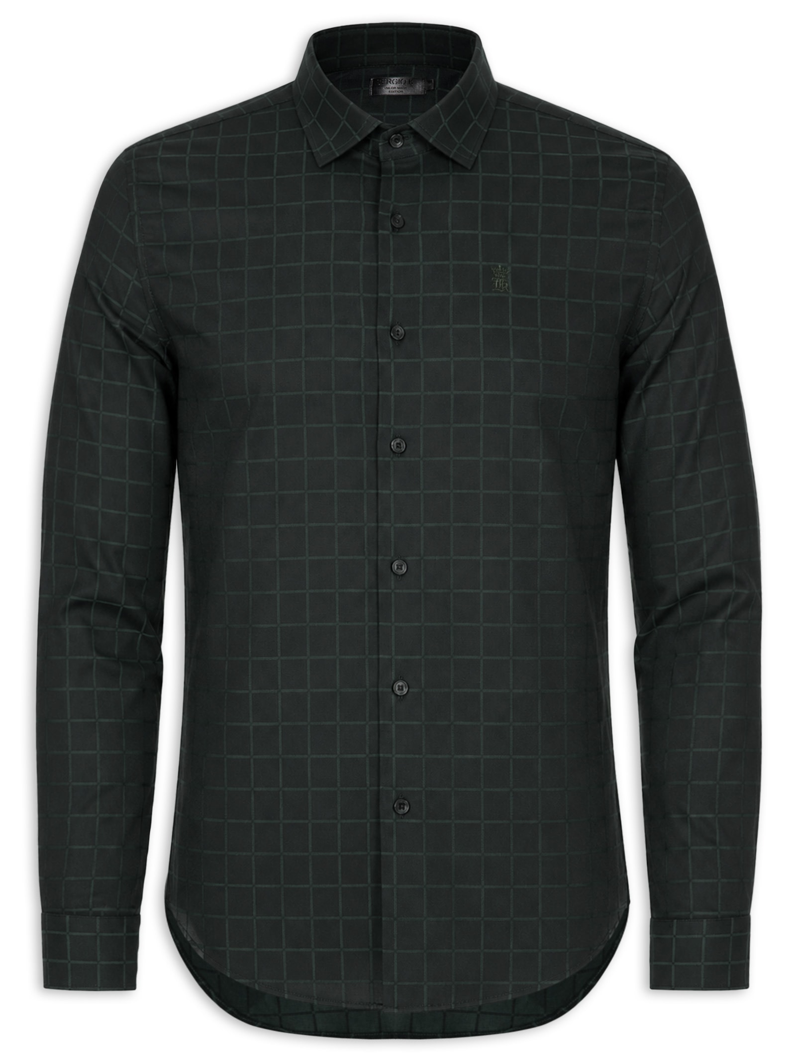 Camisa Masculina Maquineta Tme Mid Quadros Verde Sergio K