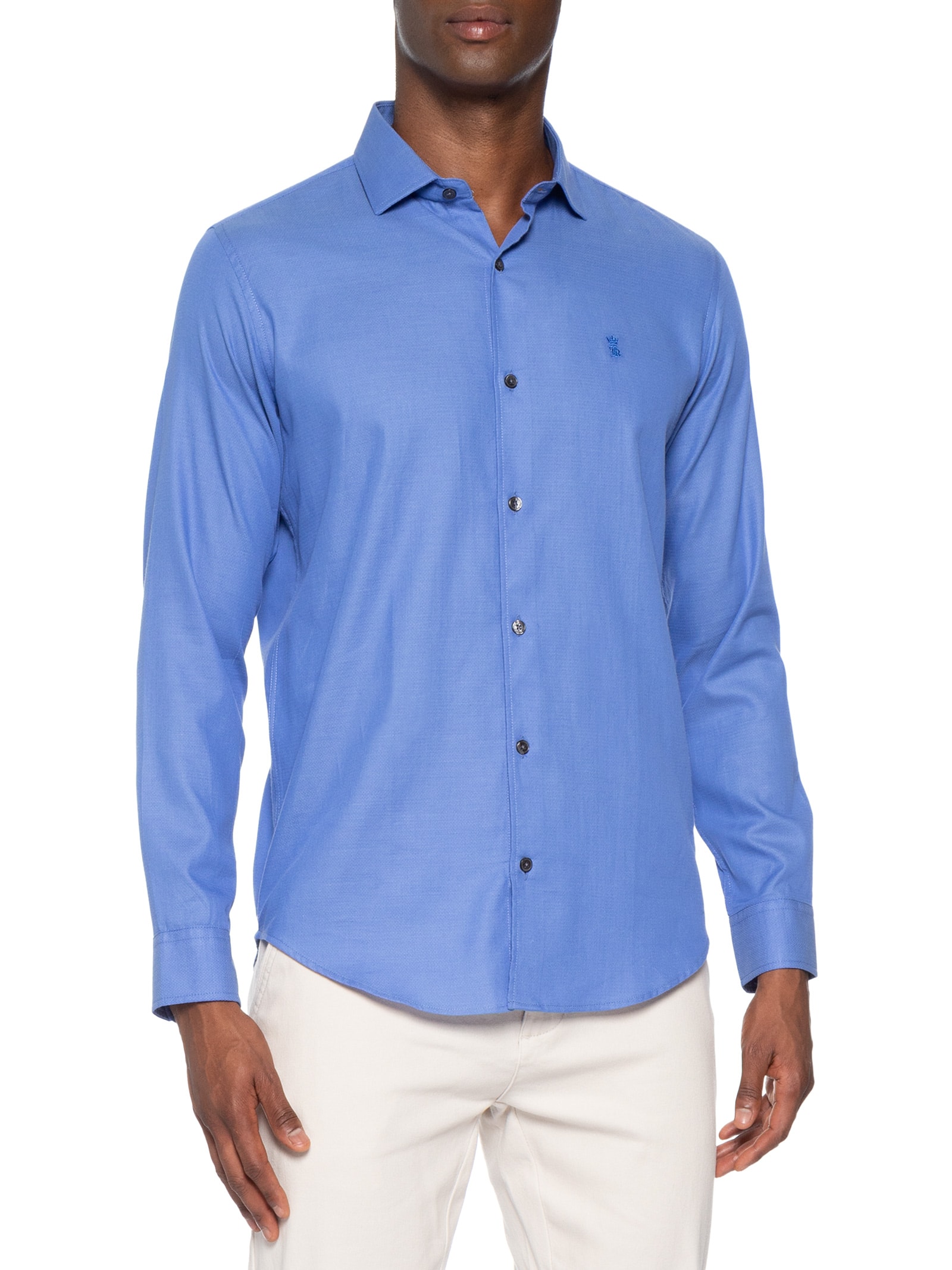 Camisa Masculina Maquineta Tranca Azul Sergio K