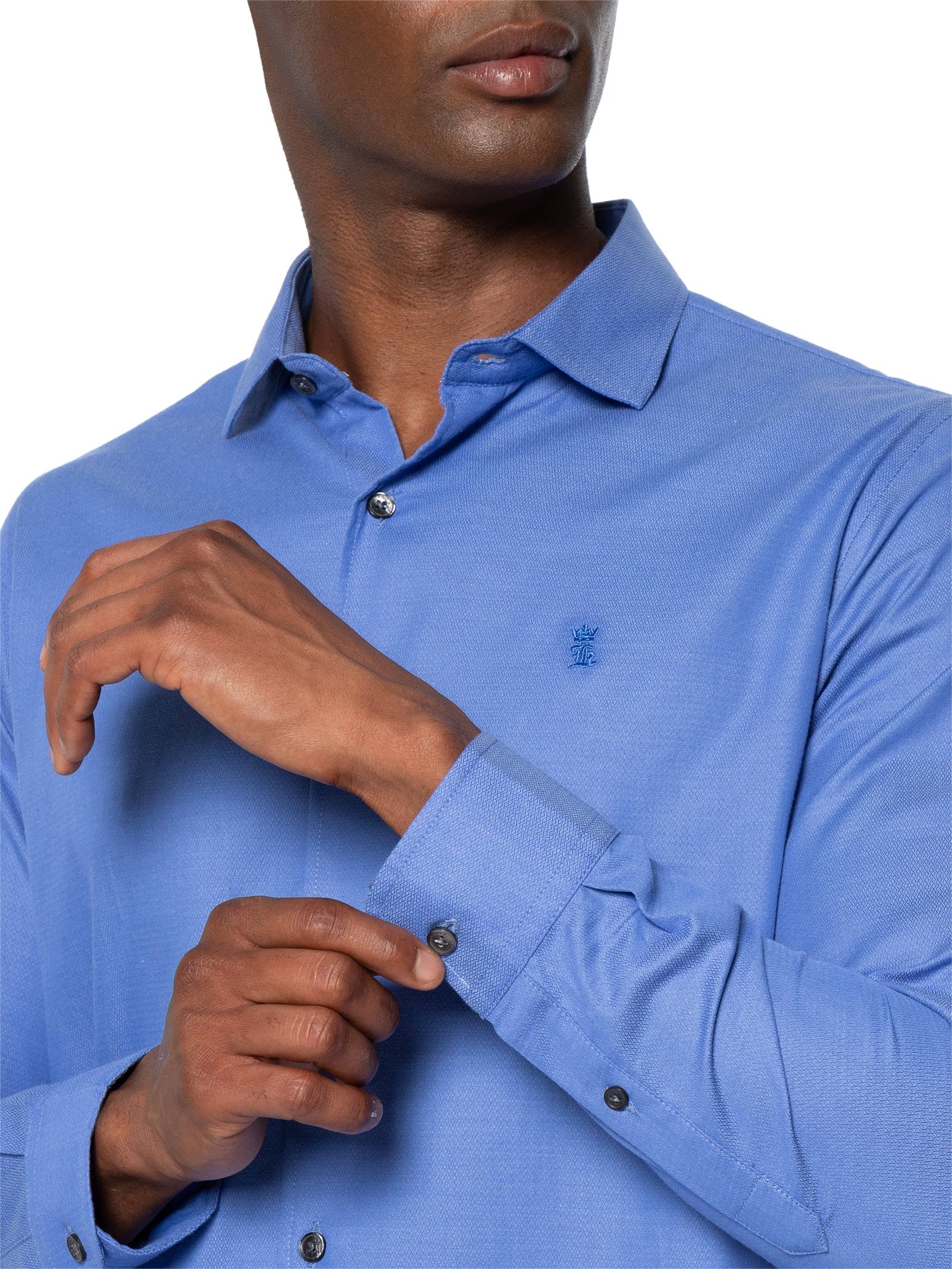 Camisa Masculina Maquineta Tranca Azul Sergio K