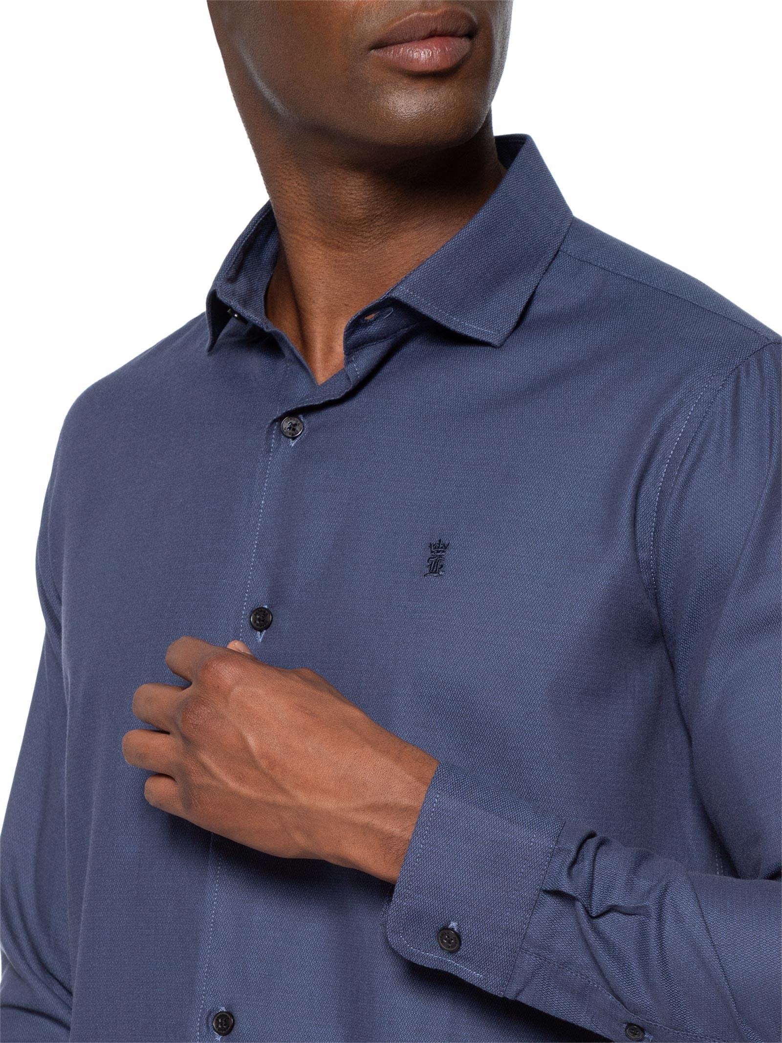 Camisa Masculina Maquineta Tranca Azul Sergio K