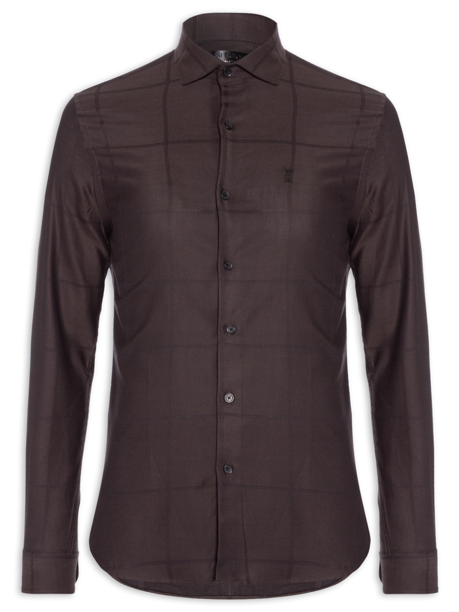 Camisa Masculina Maquinetada Big Square – Marrom Sergio K