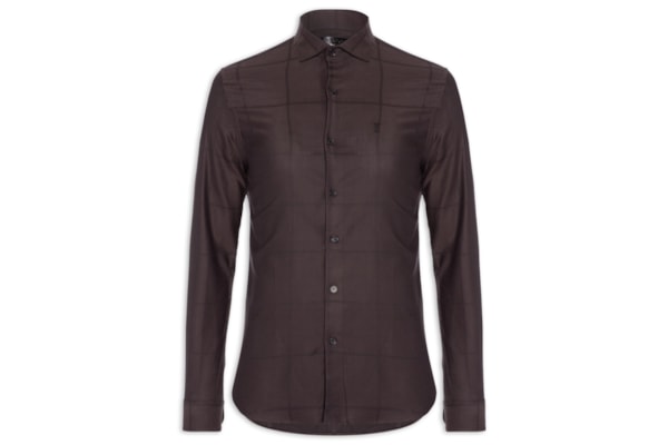 Camisa Masculina Maquinetada Big Square – Marrom