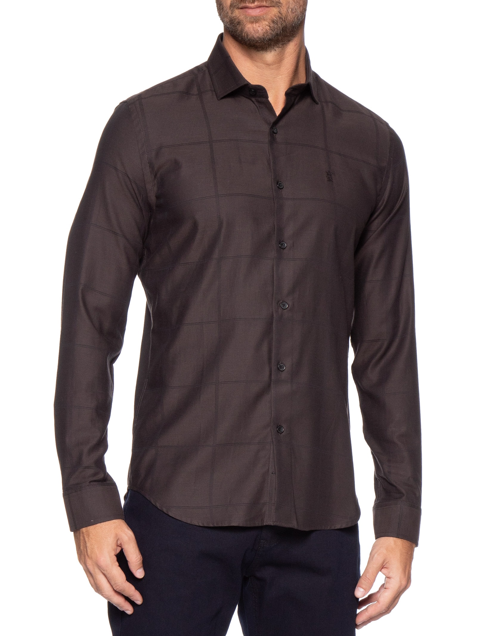 Camisa Masculina Maquinetada Big Square – Marrom Sergio K