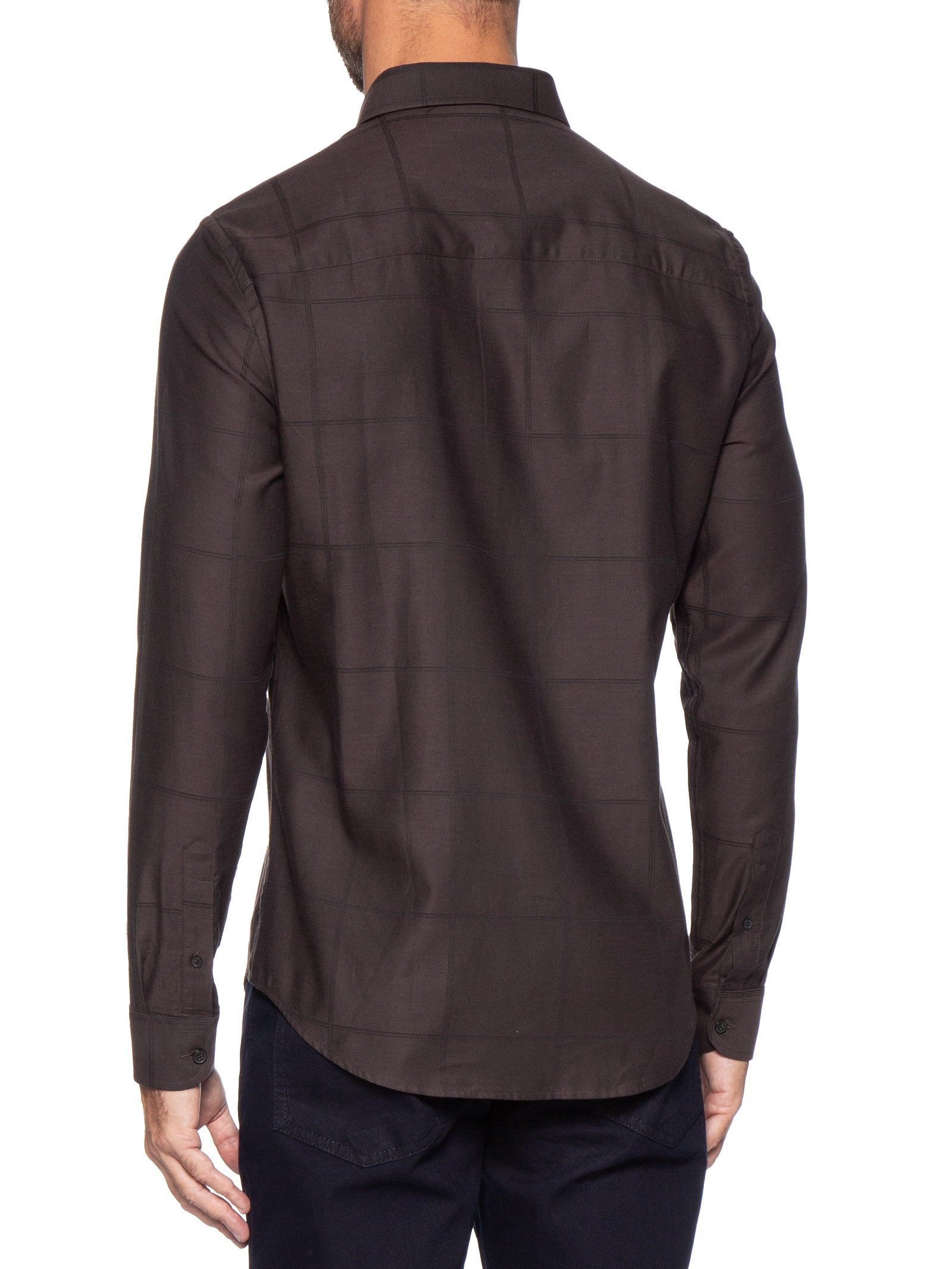 Camisa Masculina Maquinetada Big Square – Marrom Sergio K