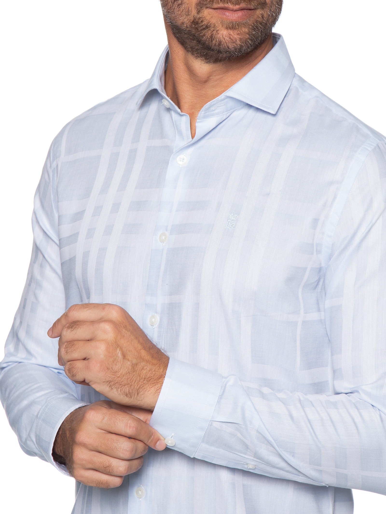 Camisa Masculina Maquinetada Big Xadrez – Azul Sergio K