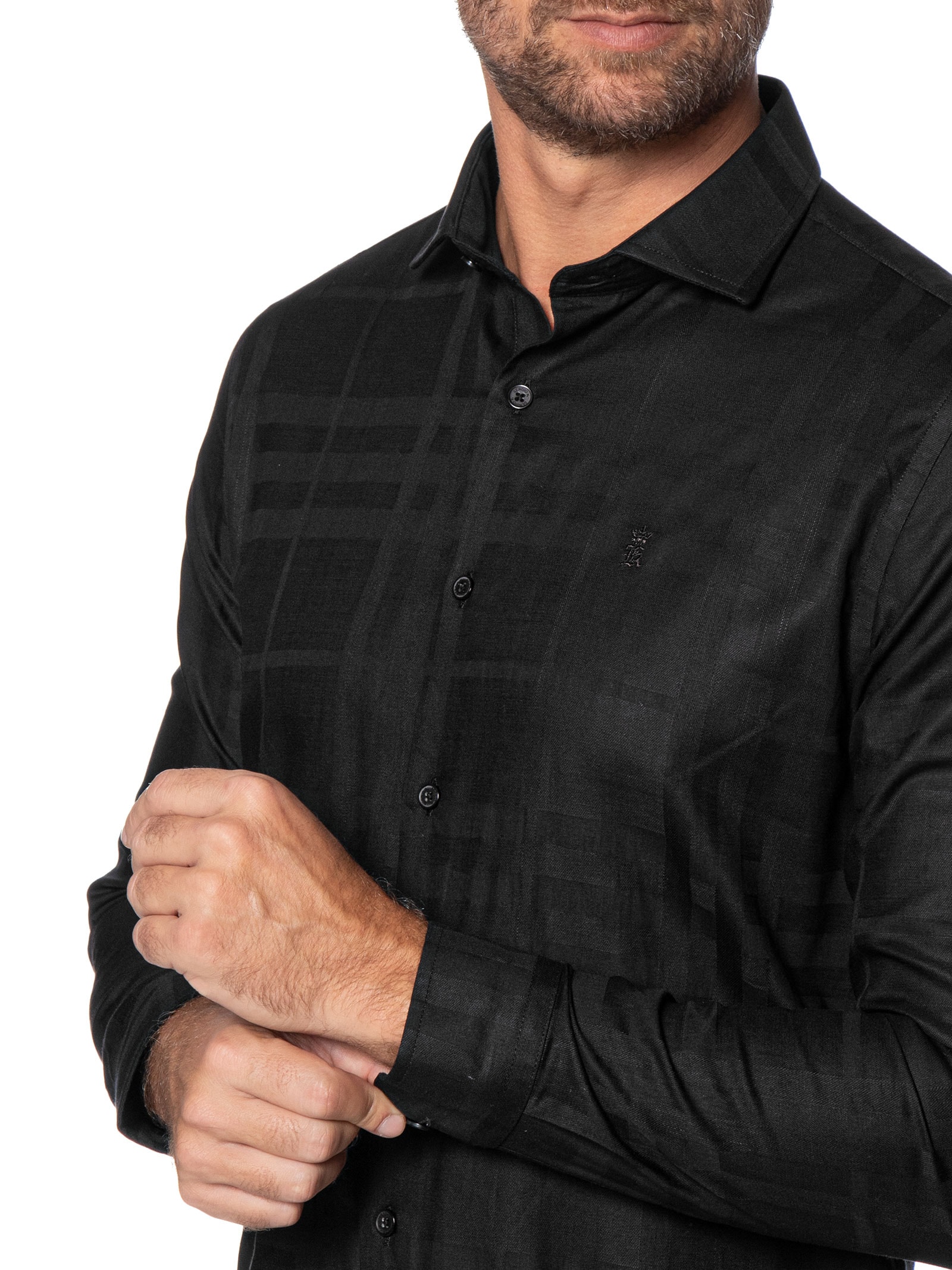 Camisa Masculina Maquinetada Big Xadrez – Preto Sergio K