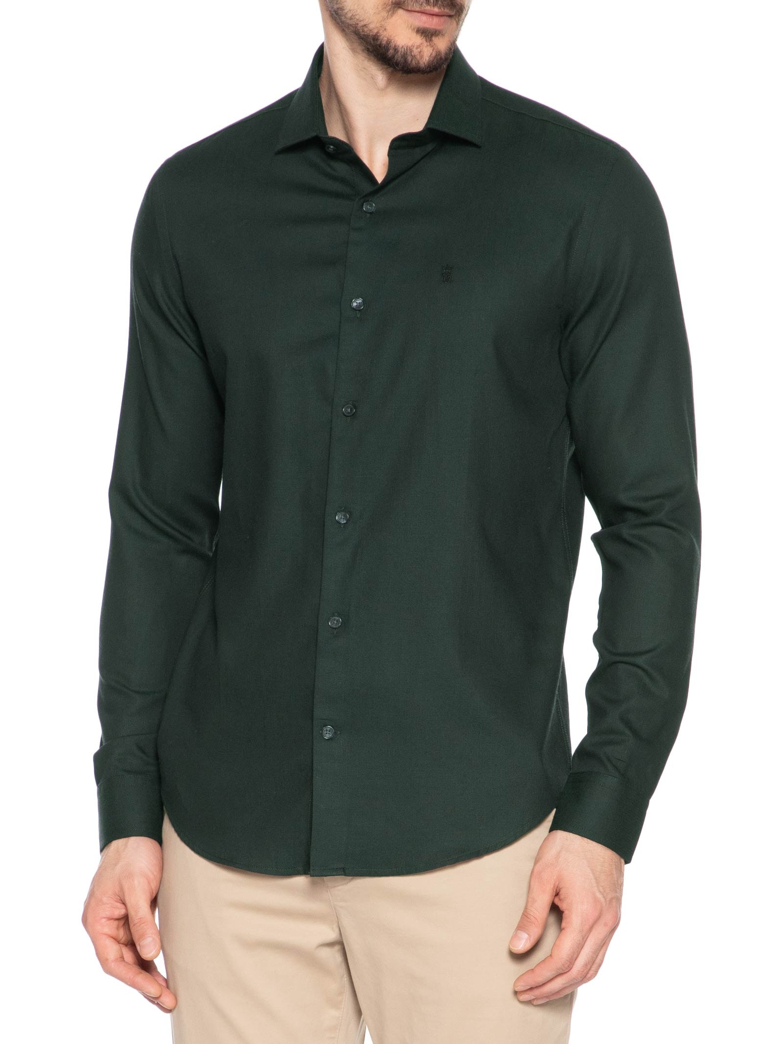 Camisa Masculina Maquinetada Black Waves Regular Fit Verde Sergio K