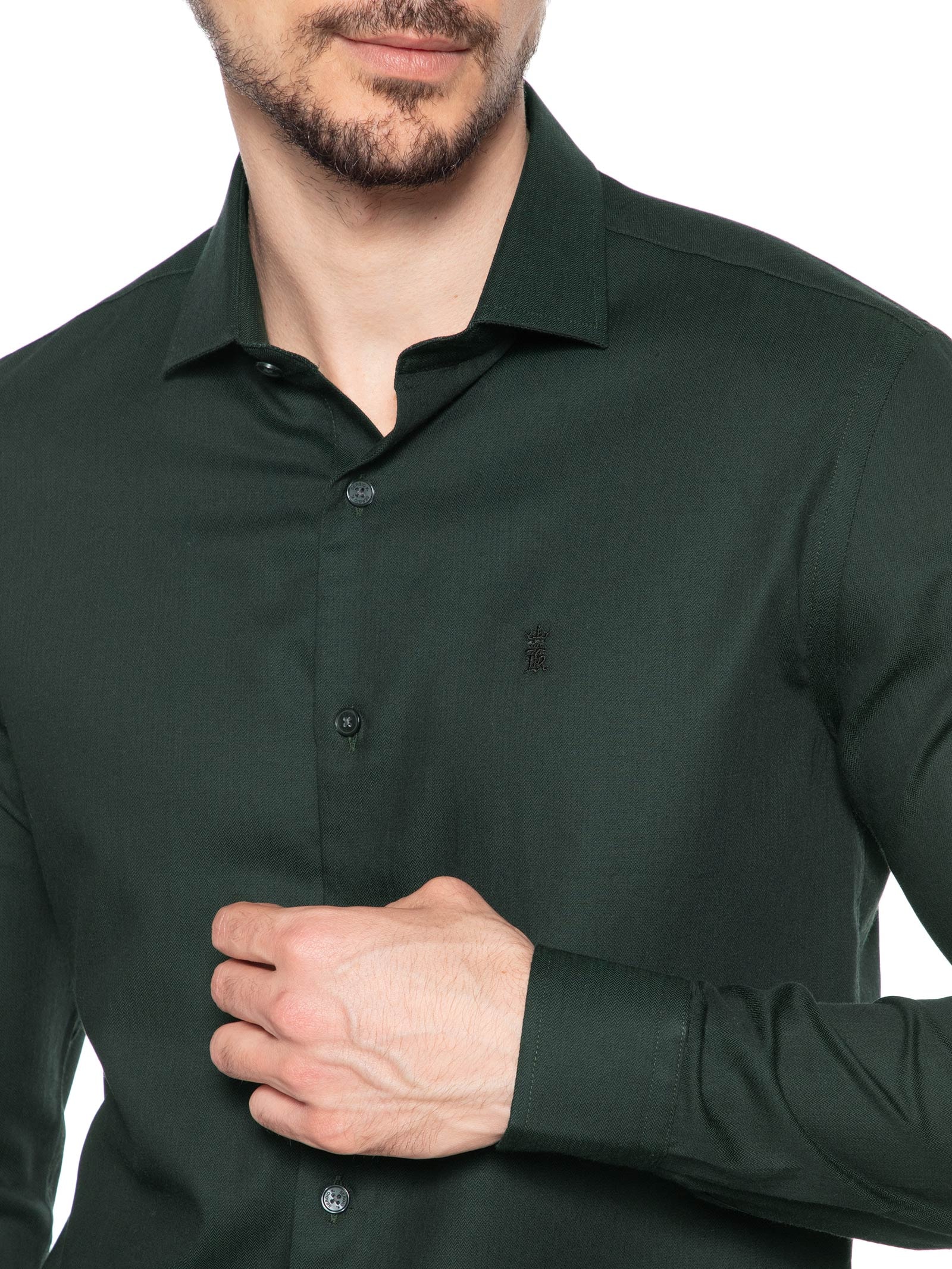 Camisa Masculina Maquinetada Black Waves Regular Fit Verde Sergio K
