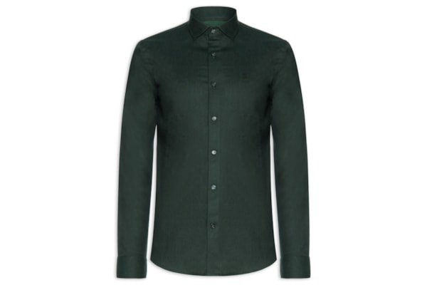 Camisa Masculina Maquinetada Black Waves Regular Fit - Verde