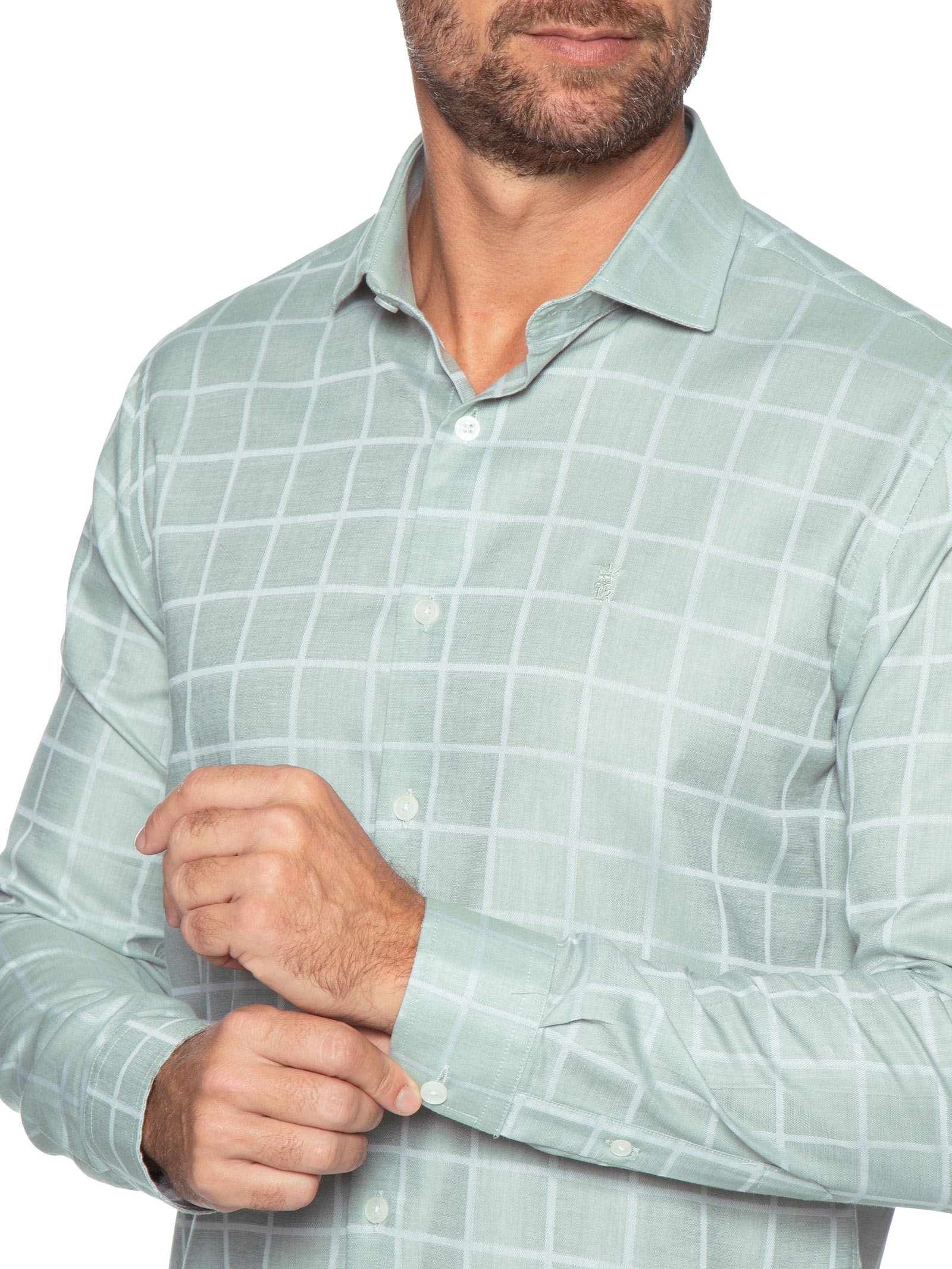 Camisa Masculina Maquinetada Square Verde Sergio K