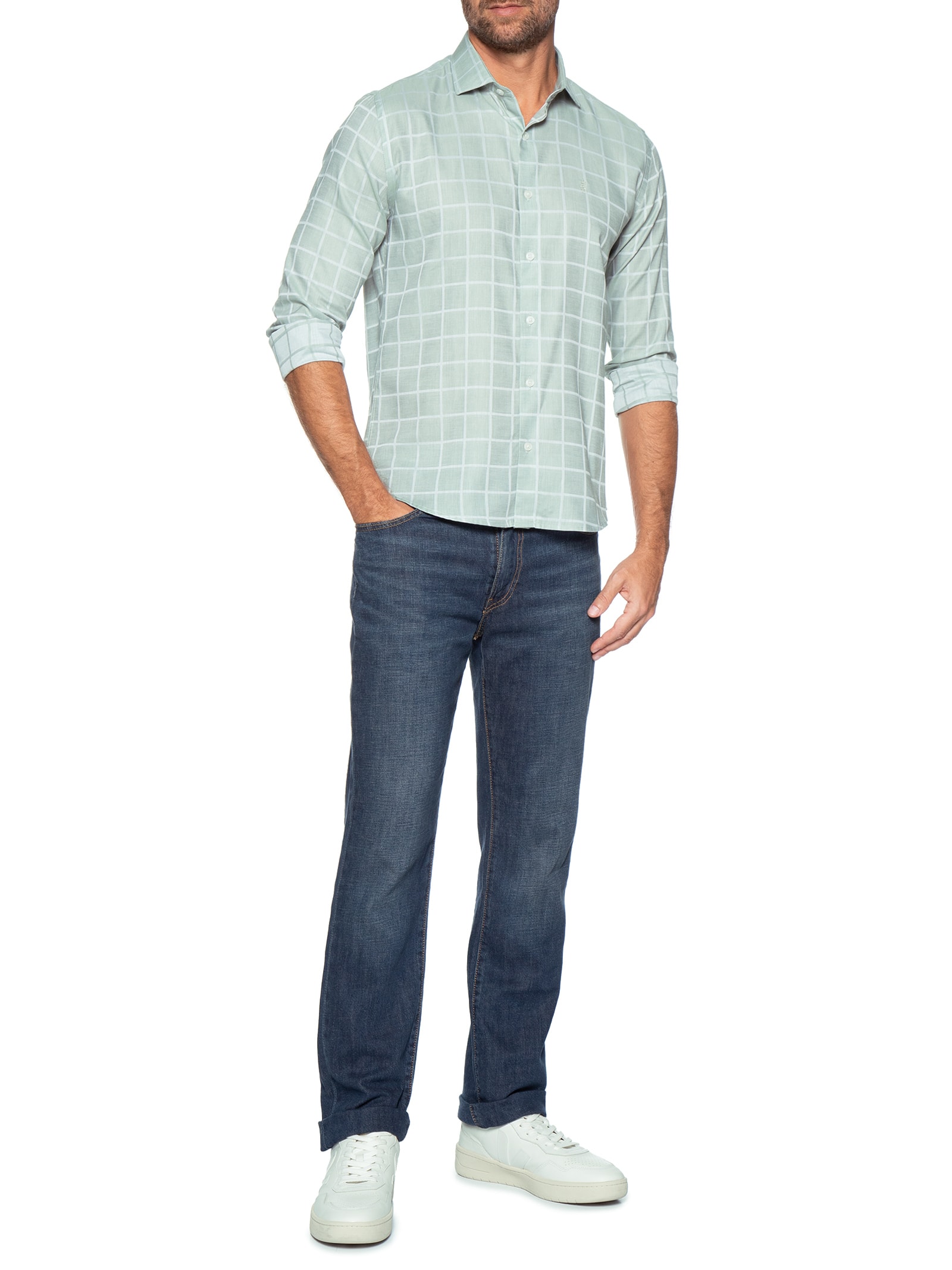 Camisa Masculina Maquinetada Square – Verde Sergio K