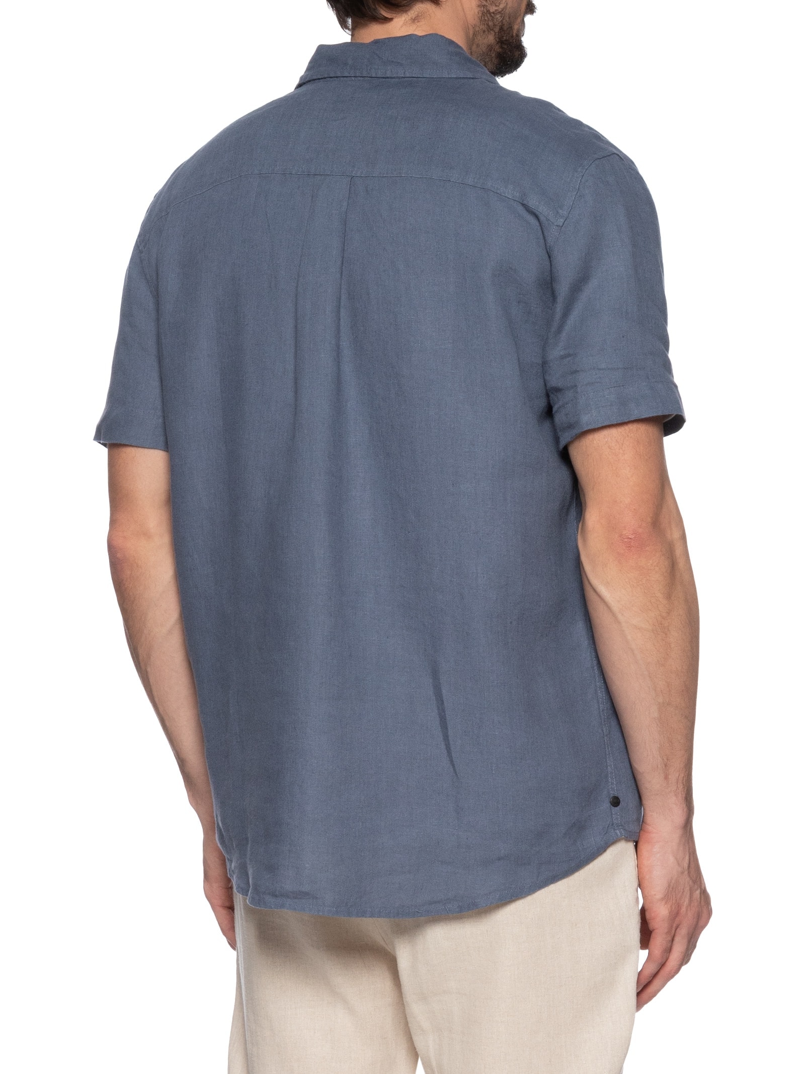 Camisa Masculina Mc Classic Linen Azul Osklen