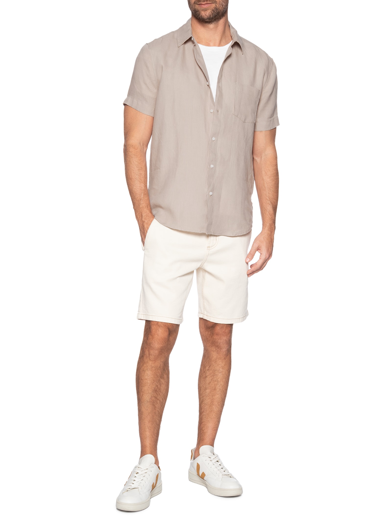 Camisa Masculina Mc Classic Linen Bege Osklen