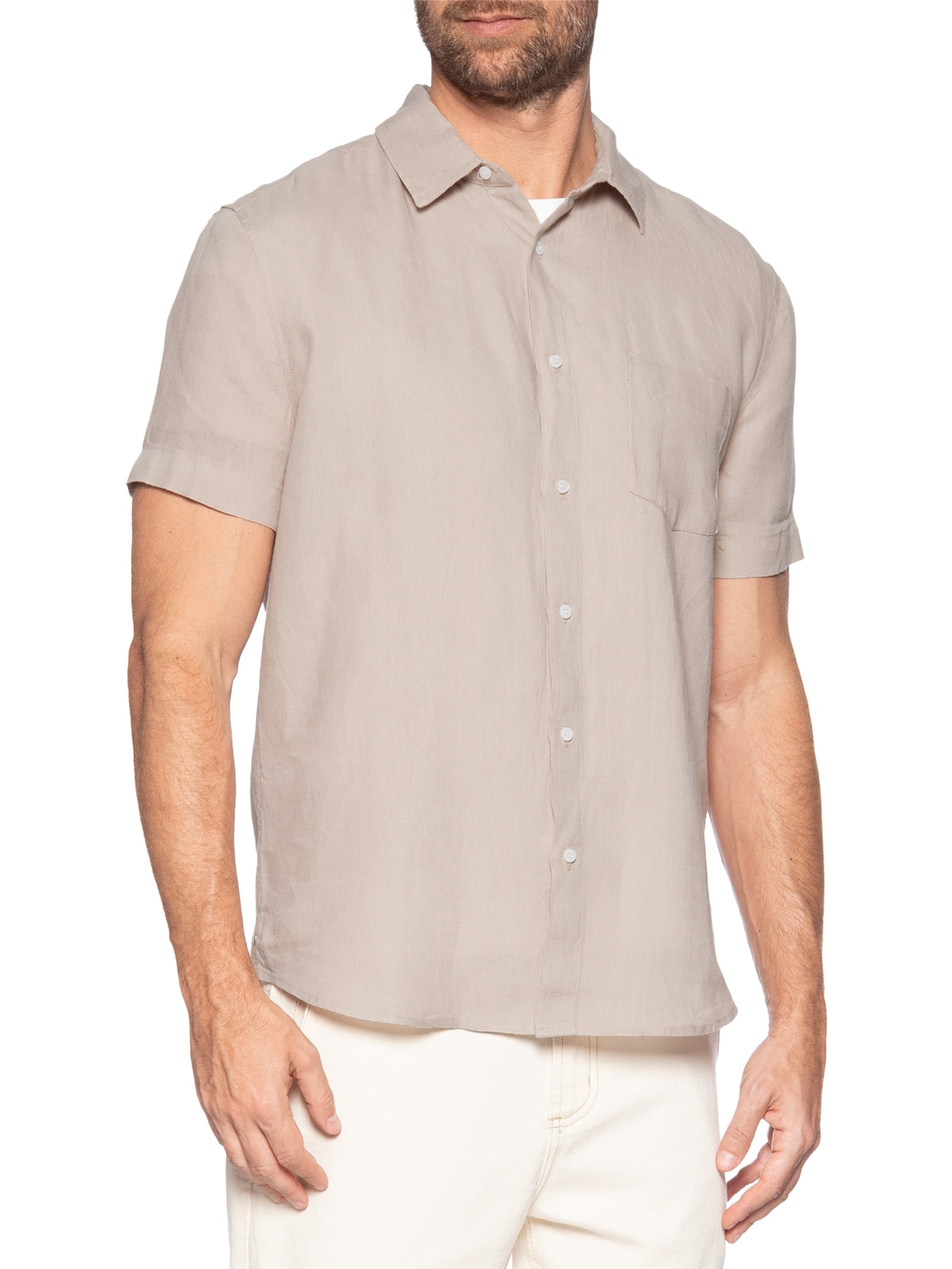 Camisa Masculina Mc Classic Linen Bege Osklen