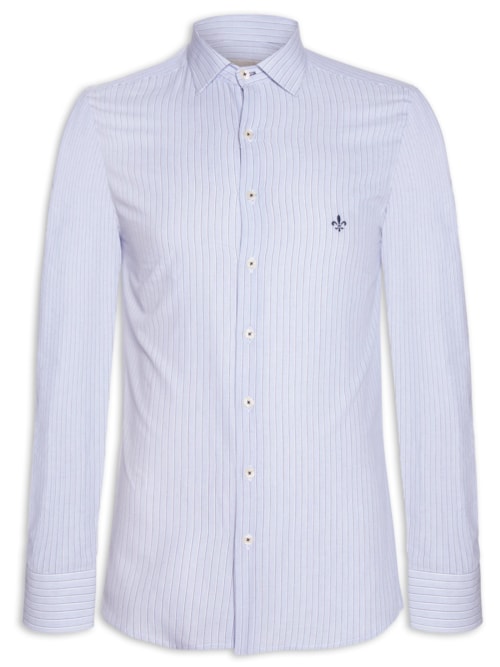 CAMISA MASCULINA MILANO LISTRADA EM FIO TINTO