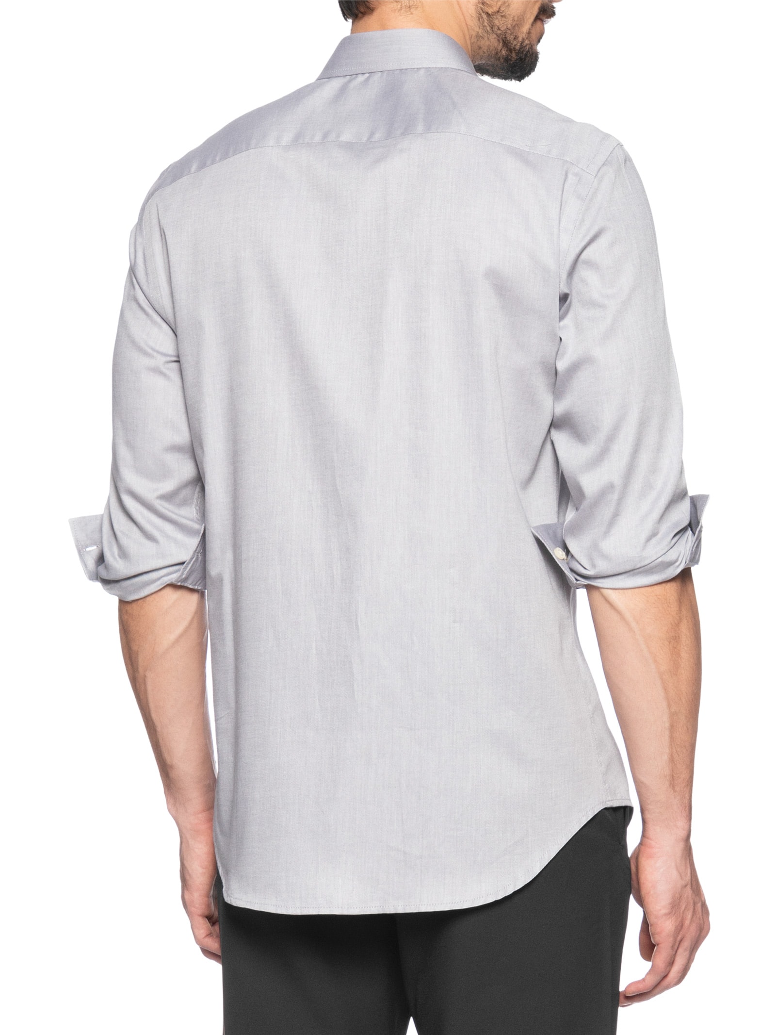 Camisa Masculina Milano Sarja Fio Egípcio Cinza   Dudalina