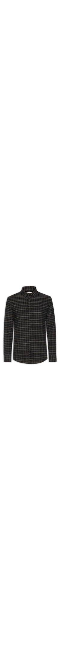 Camisa Masculina Mini Plaid Manga Longa - Preto