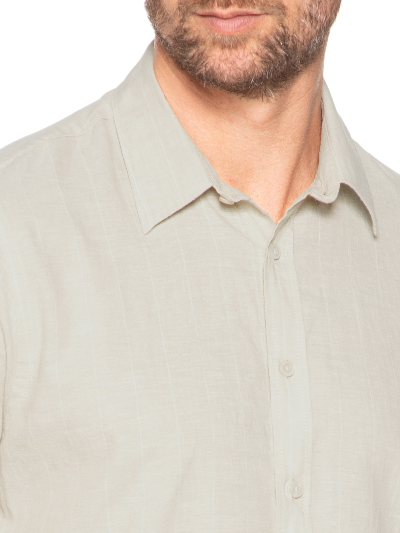 Camisa Masculina Misto Linho Manga Curta Bege '2 Essential