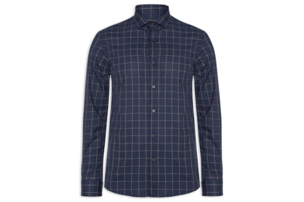 Camisa Masculina ML Quadros Dark Blue - Azul