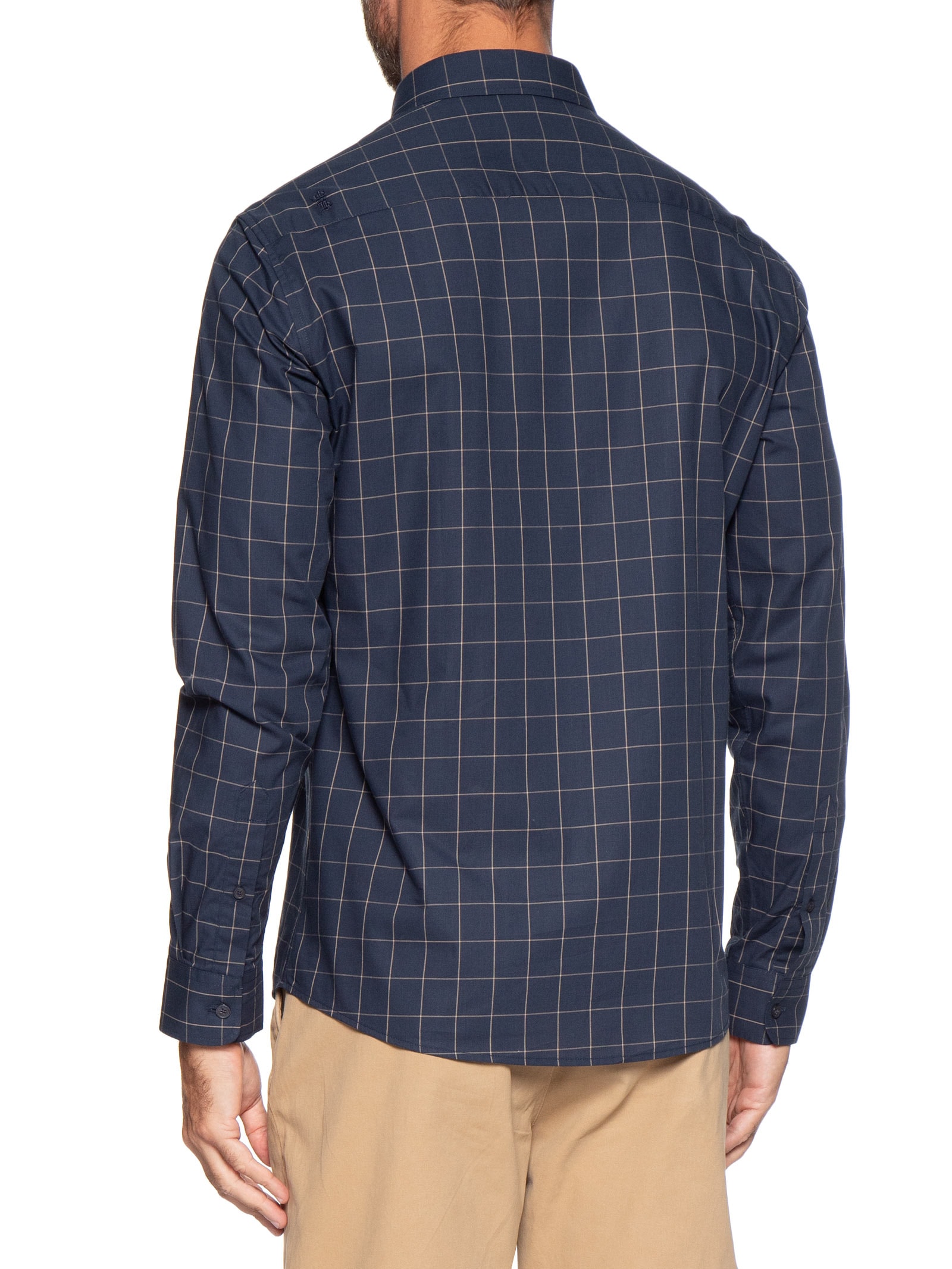 Camisa Masculina ML Quadros Dark Blue Azul Sergio K