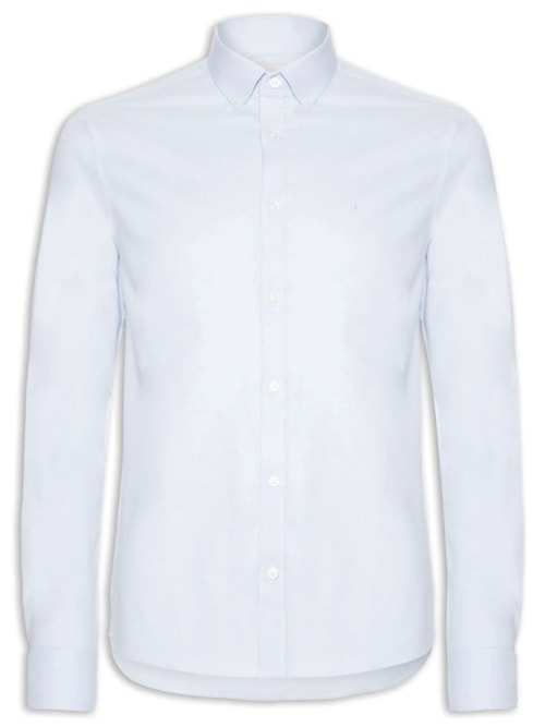 Camisa Masculina Ml Regular Oxford Com Elastano – Azul