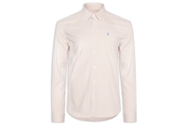 Camisa Masculina ML Vichy Bicolor - Bege