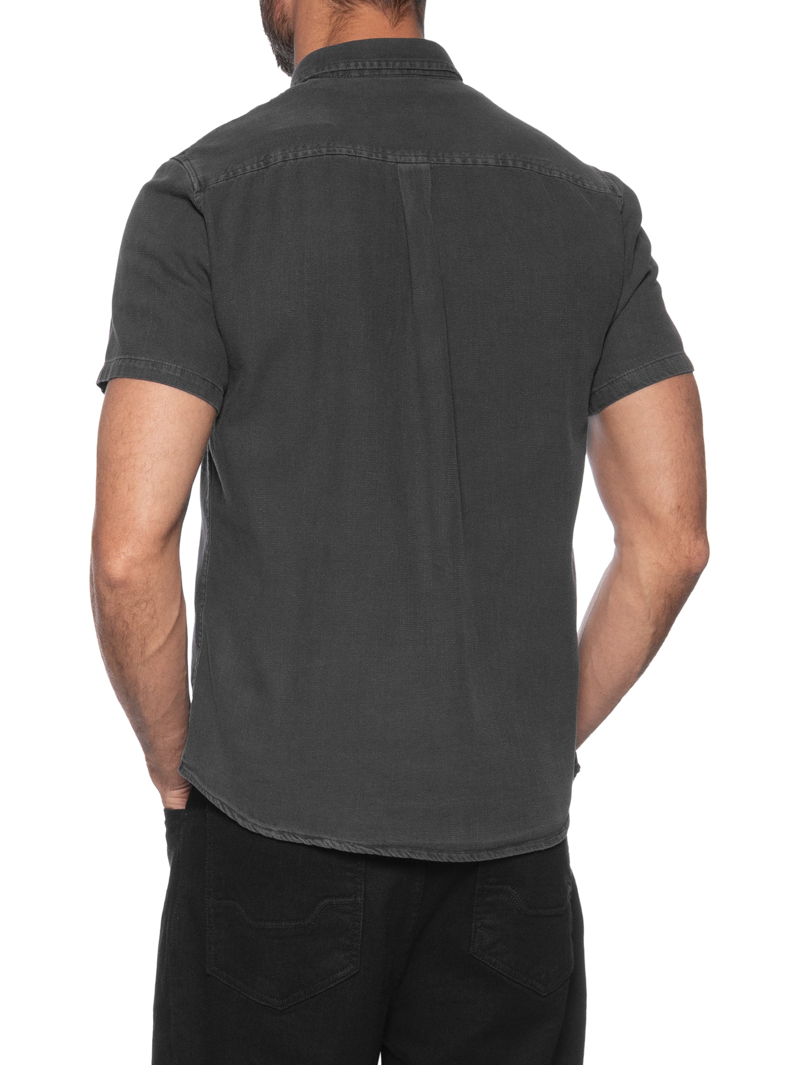 Camisa Masculina Monterey Manga Curta Preto Austral