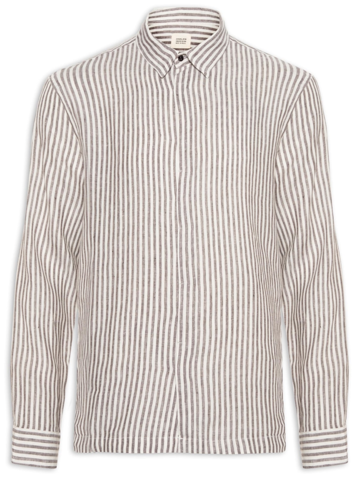 Vista 2 Camisa Masculina Over Brun Stripes MARROM MARROM