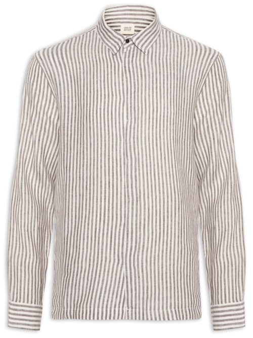 Camisa Masculina Over Brun Stripes – Marrom