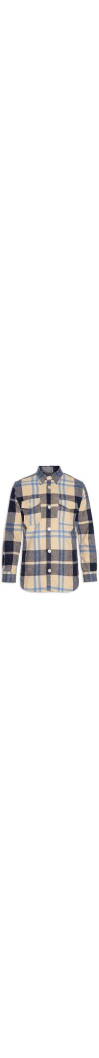 Camisa Masculina Overshirt Flanela London 2 Bolsos - Bege