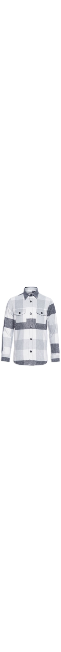 Camisa Masculina Overshirt Flanela London 2 Bolsos - Preto