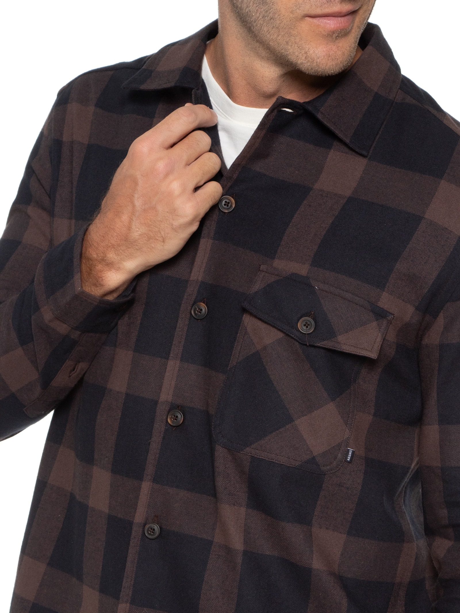 Camisa Masculina Overshirt Flanela Maxi Xadrez (Mo) - Aramis - Preto